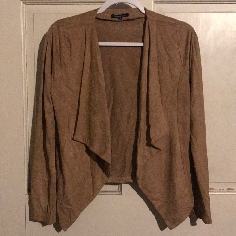 Suede tan long sleeve cardigan